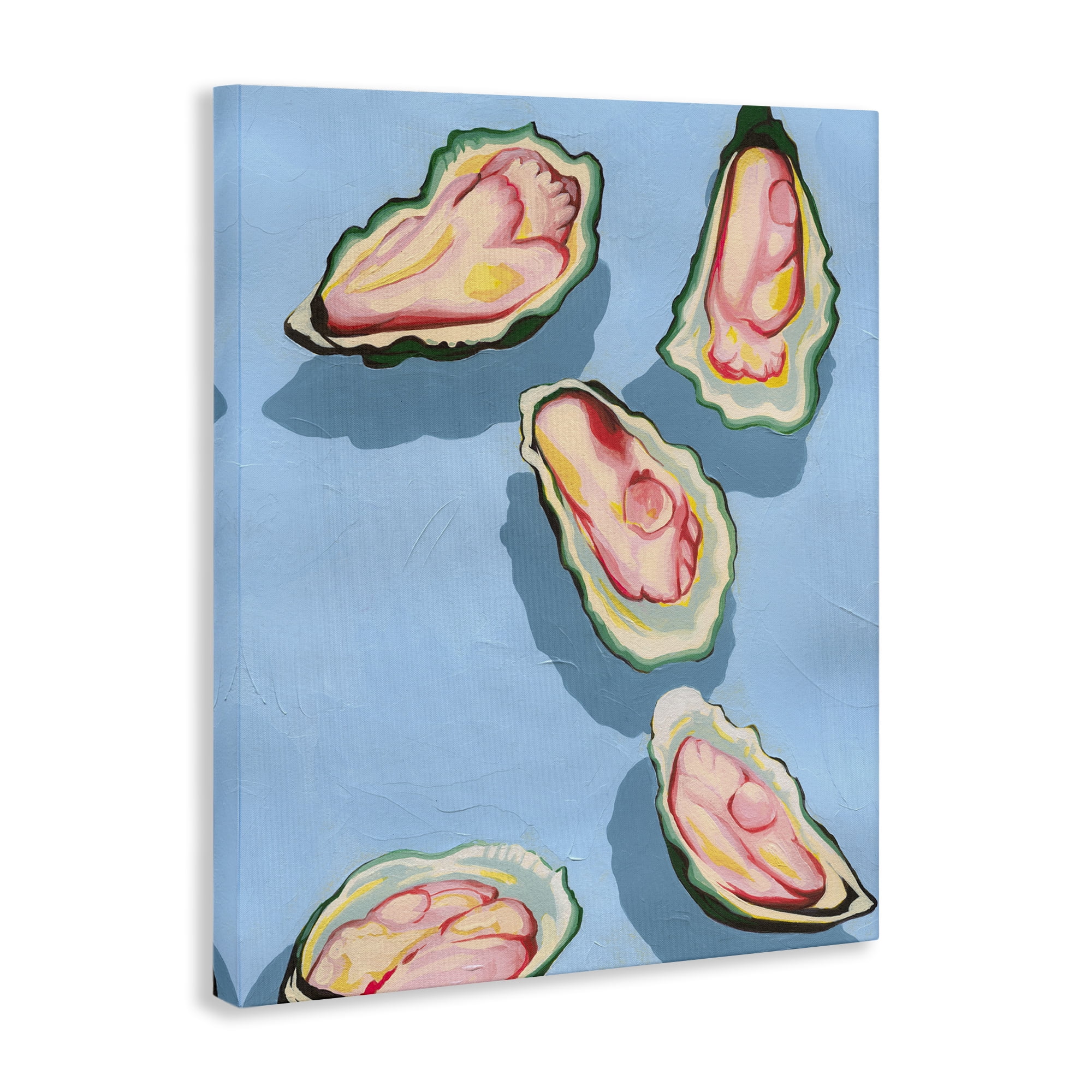 Stupell Industries Bold Oysters on Blue Animals & Insects Painting Gallery Wrapped Canvas Art Print Wall Art, 24 x 30