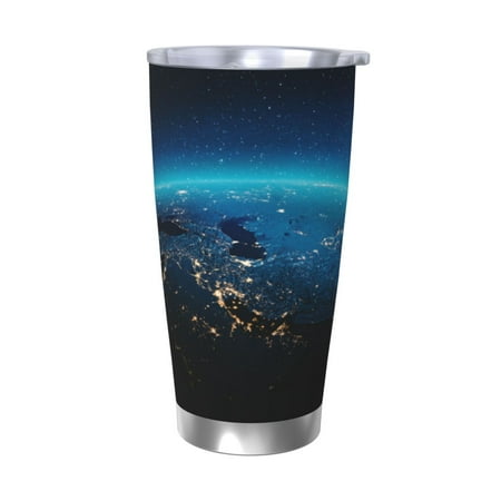 

KLL Planet Earth Print 40oz Stainless Steel Insulated Car Cup with Spillproof Lid - Keep Your Drink Hot or Cold on the Go-Without Straw