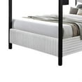 thumbnail image 4 of Keri King Size Canopy Bed- Black Slatted Wood Frame- White Upholstery, 4 of 6