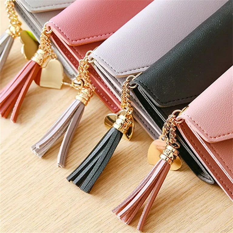 Yuanbang Wallet Soft PU Leather Money Bag Wallets for Ladies Girl Money Pocket Card Holder-Light Purple, Adult Unisex, Size: 13.4*9*1CM