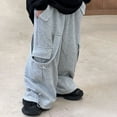 thumbnail image 4 of Atogsazn Toddler Boys Baggy Cargo Sweatpant Kids Casual Loose Fit Wide Leg Pant with Pocket Trouser Outfit 02-Gray 7-8 Years Fashion, 4 of 5
