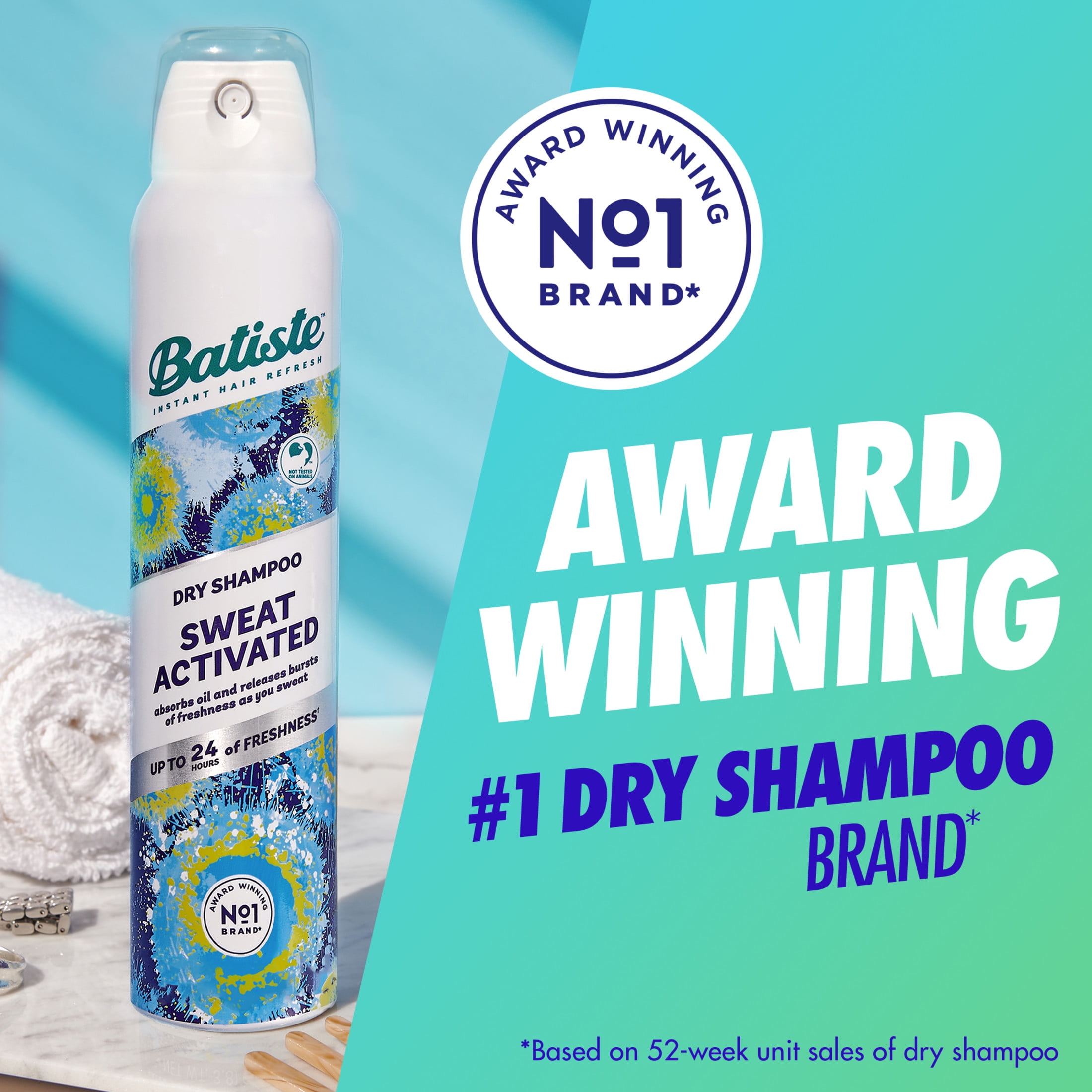 Batiste Sweat Activated Dry Shampoo, Absorbs Oil & Helps Reduce Sweat Buildup, Mini 1.06 oz