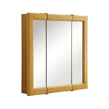 24-inch Bathroom Medicine Cabinet, Wall Mount, Mirrored, Honey Oak – Design House, 545277-HOK