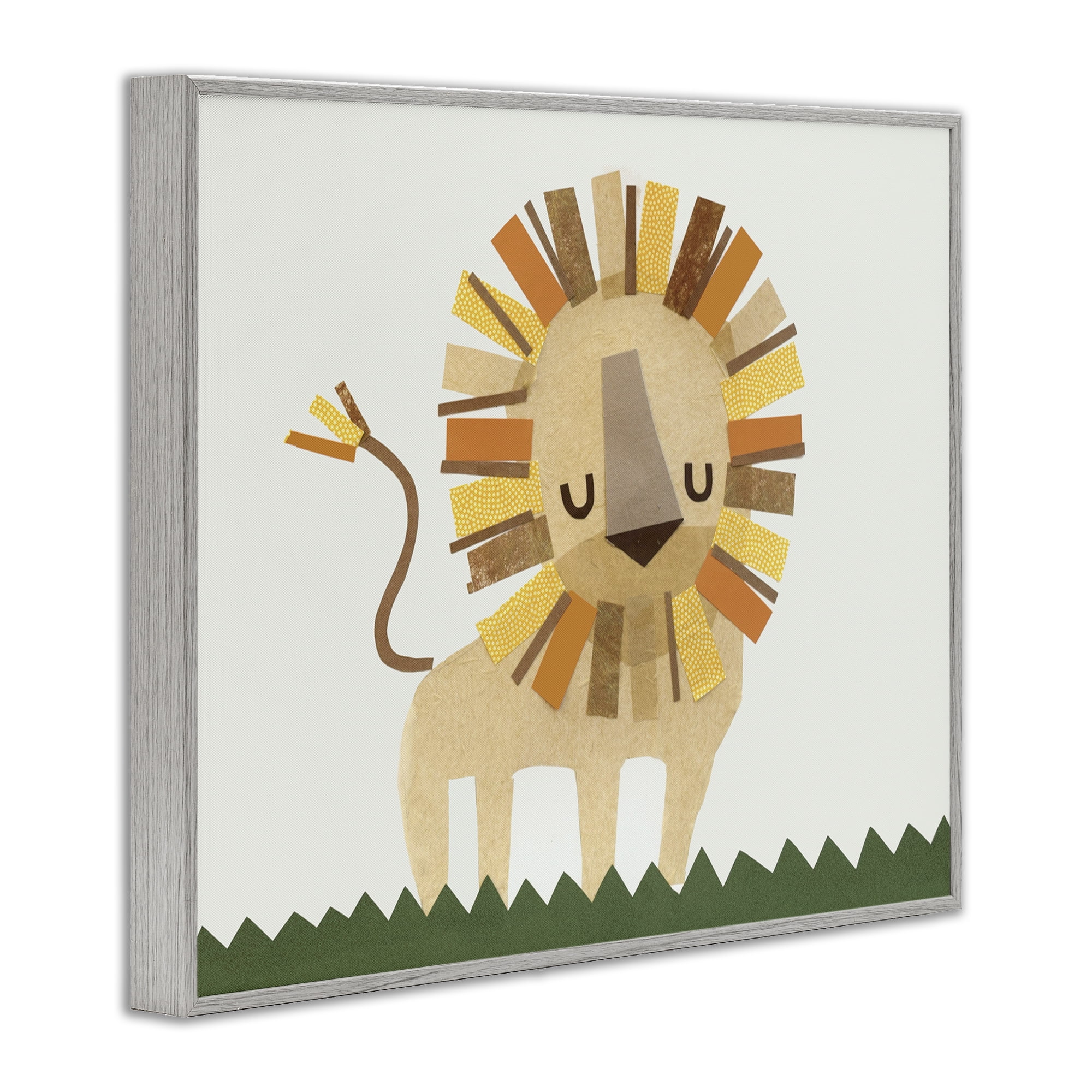 Stupell Industries Cozy Corner Lion Animals & Insects Painting Gray Framed Art Print Wall Art, 14 x 11