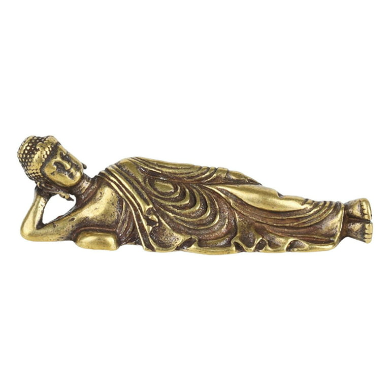 Brass Metal Reclining Buddha Statue Figurine Ornament Handcrafted Arts  Showpiece Sleeping Resting Pose Sculpture Lying Buddha 