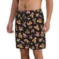 thumbnail image 2 of Kdxio Rose Flower Bear Pattern Mens Casual Shorts - Drawstring Summer Beach Sports Shorts for Men, 2 of 9