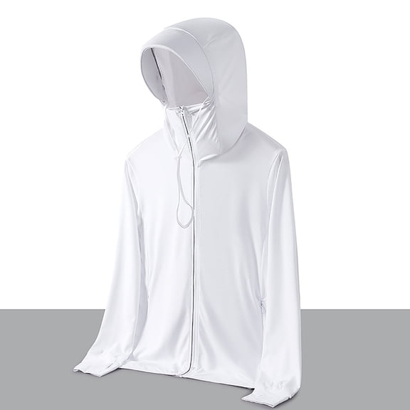 Babysbule Women's UPF 50 Lightweight Hooded Sun Protection Jacket, Ice Silk Full Zip Up UV Protection Coat with Face Cover for Hiking and Running