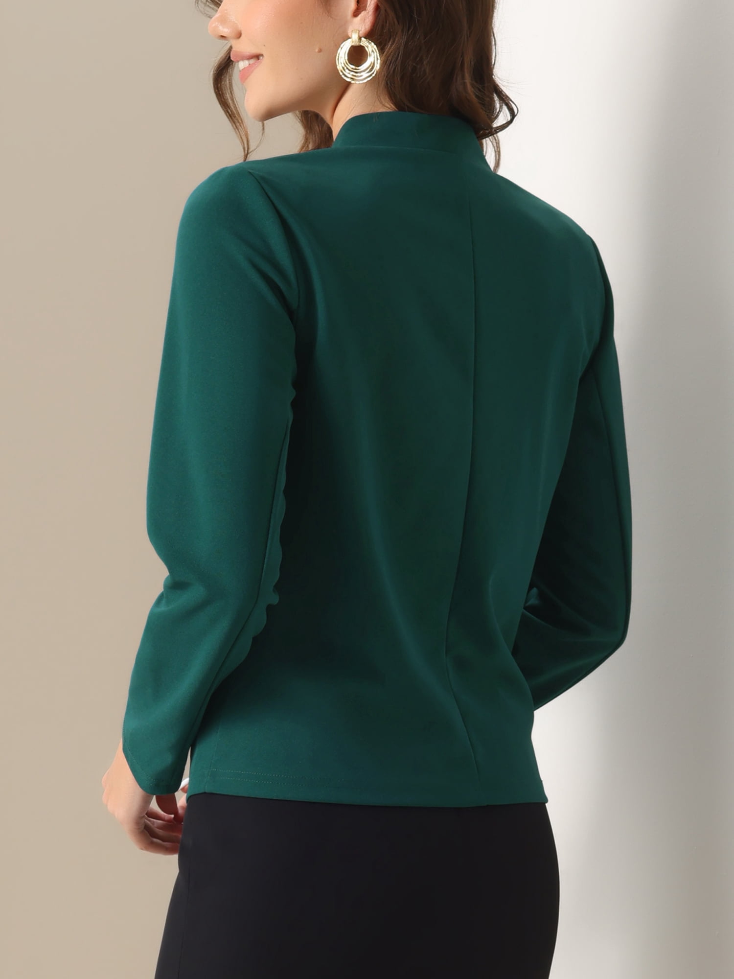 DARING DIVA Women's Notch Collar Long Sleeve Business Casual Open Front Blazer M Green