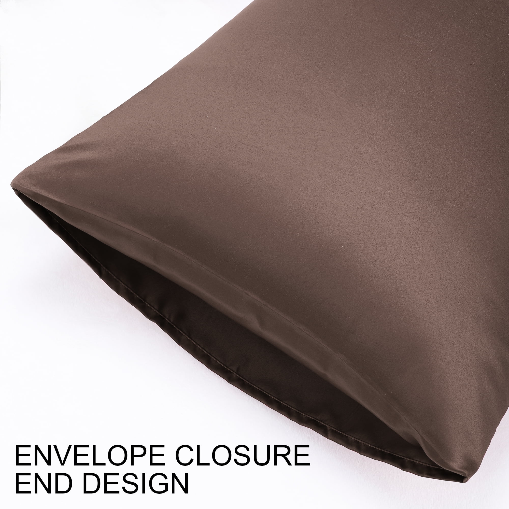 Unique Bargains 4 Pack Satin Pillowcases for Hair and Skin, Brown Travel