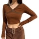 thumbnail image 1 of Camisas de encaje de manga larga para mujer, Tops cortos de retales de bloque de Color, cuello redondo para mujer y2k 2021, camisetas de moda urbana Zhivalor WRLF-527-3, 1 of 1