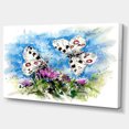 thumbnail image 2 of Apollo Butterflies Illustration on Blue - Floral Art Canvas Print, 2 of 4