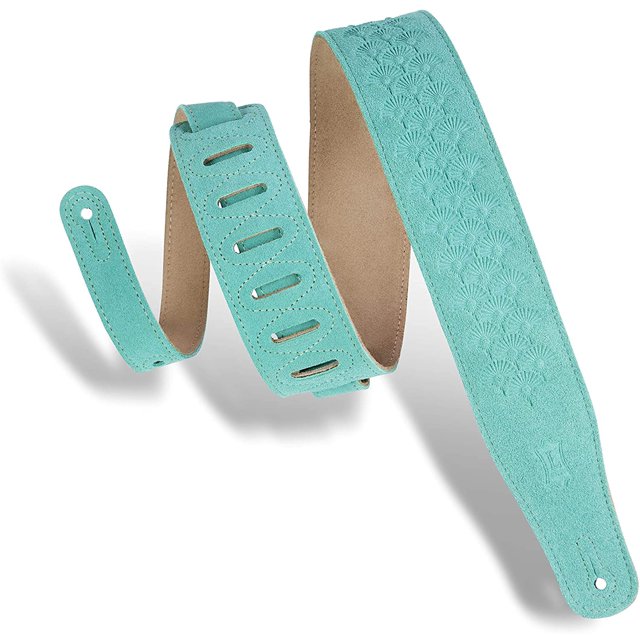 Levy's Leathers 2.5" Suede Leather Guitar Strap Dandelion Emboss Design; Seafoam (MS26DE-SEA)