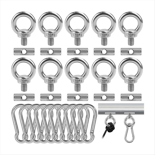 10 Topes de Riel para Toldo de 6 mm con 10 Mosquetones, para Toldo de RV de Acero Inoxidable 304 para Luces, Toldo para Acampar