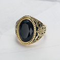 thumbnail image 2 of PAURO Men's Stainless Steel Oval Gemstone Rings Gold Plated Cut Black Crystal Zircon Statement Ring Size 10, 2 of 5