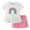 White, variant on BULLPIANO Girls 2 Piece Summer Outfits Kids Cute Print Short Sleeve T-Shirts and Elastic Waist Shorts Clothing Sets