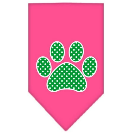 - Mirage Pet Products 66-104 SMBPK Green Swiss Dot Paw Screen Print Bandana Bright Pink Small