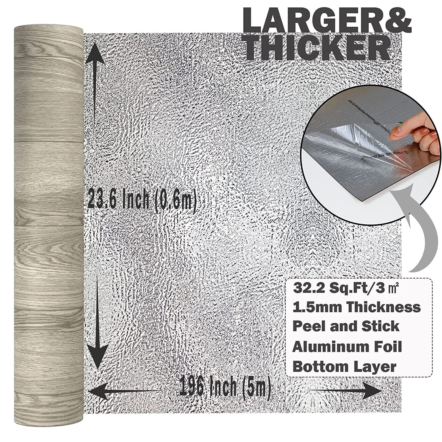 Homease PVC Peel and Stick Vinyl Flooring Roll 23"x 196"/32 Sq.Ft,Thicken Self-Adhesive Vinyl Wood Planks - Waterproof, Wear-Resistant,Easy DIY Install - Gray Maroon