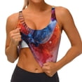 thumbnail image 3 of Gukieu Vibrant Hummingbird Watercolor Art Print Women's Sports Vest, Low-neck U-shaped Removable Pad Sports Bra for Yoga, Exercise, Dance-Small, 3 of 8