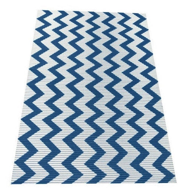 Fresh Kitty Durable XL Jumbo Foam Litter Mat – Phthalate and BPA Free, Water Resistant, Traps Litter from Box, Scatter Control, Easy Clean Mats – Chevron, Blue/White Chevron (9035)