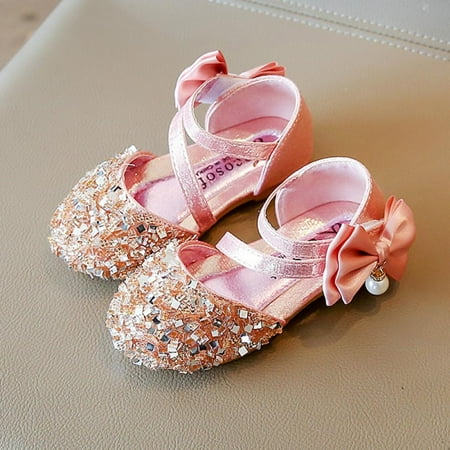 

Baozhu Children Girls Spring Summer Korean Style Casual Fashion Cute Princess Style Sequin Pearl Bowknot Design Soft-Bottom Sandals