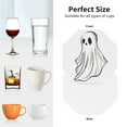 thumbnail image 6 of Vsdgher Cute Ghost Simple Drawing Leather Coasters for Drinks, Durable Drink Coasters 4 Set for Tabletop Protection, Luxurious Home Décor and Housewarming Gift-Octagon, 6 of 6