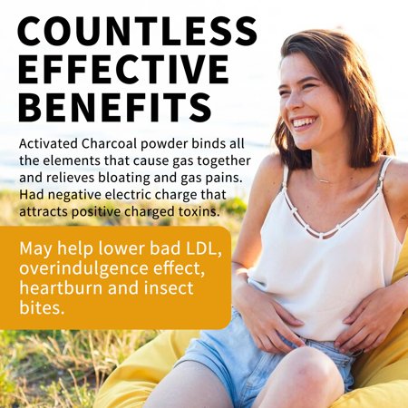 Activated Charcoal 1200mg - Organic Coconut, Cleanse and Detox Alleviate Gas - 120 Capsules