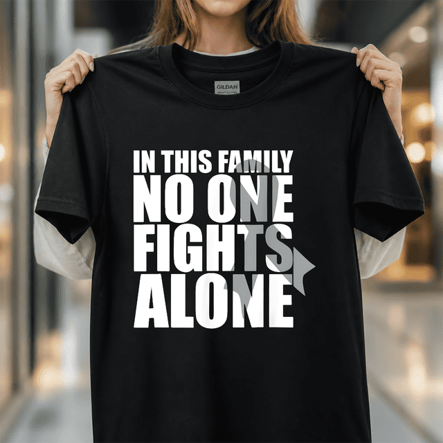No One Fights Alone Brain Cancer Awareness Support Sweatshirt Unisex T-Shirt B315, S- 5XL