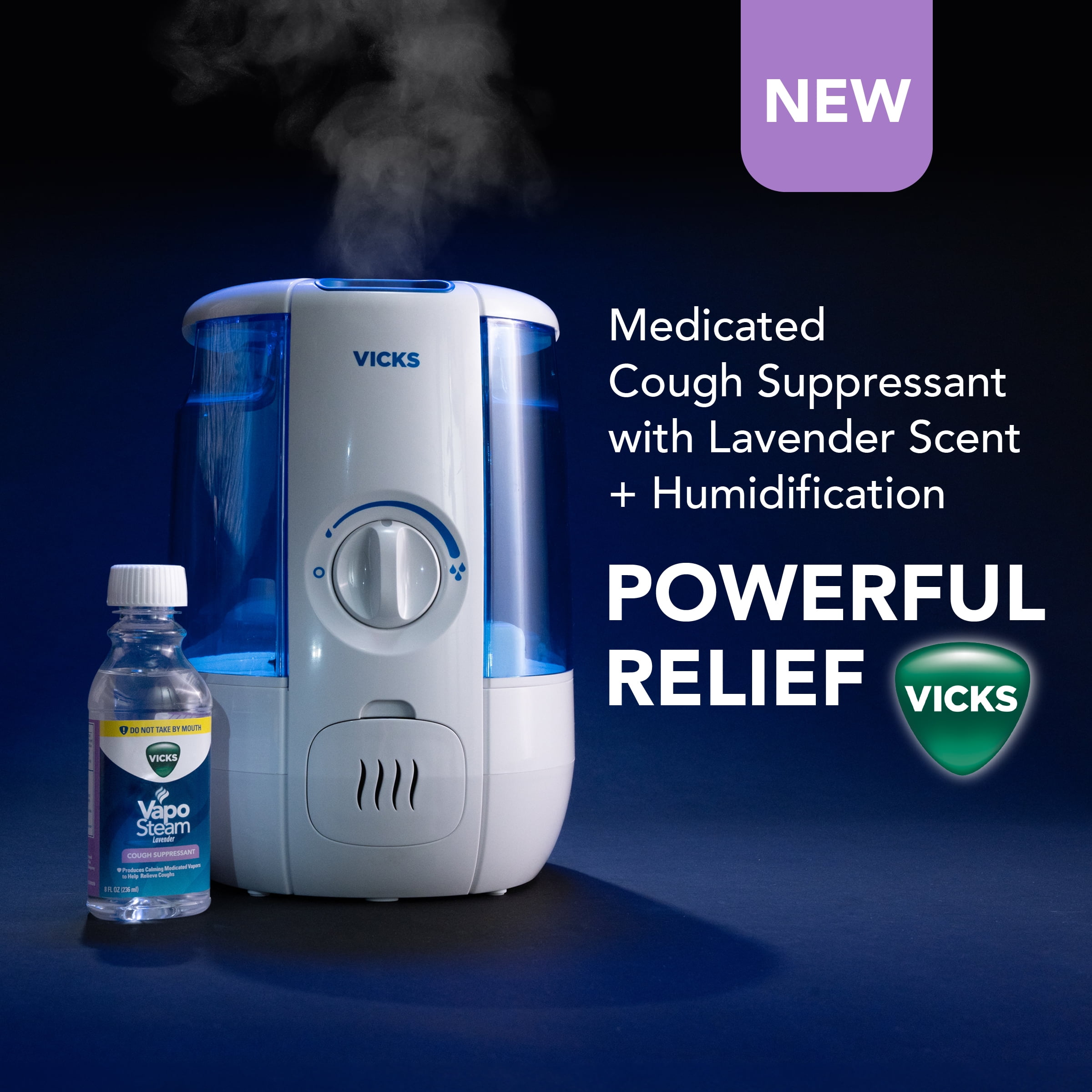 Vicks VapoSteam Liquid for Humidifiers & Vaporizers, Cough Suppressant with Camphor, Humidifier Liquid, Lavender, 8 fl oz (VIN30008V1)