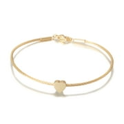 CIUNOFOR Gold Cable Bracelets for Women Girls Fashion 316L Stainless Steel Triple Three Stackable Cable Wire Twisted with Heart Charm Bangle Bracelets