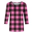 thumbnail image 4 of LYEAA Tops for Women Trendy Fall Plus Size Crew Neck 3/4 Sleeve T-shirt Fashion Checkered Tees Loose Soft Comfortable Blouse Dressy Casual Breathable Clothing XXXL, 4 of 4