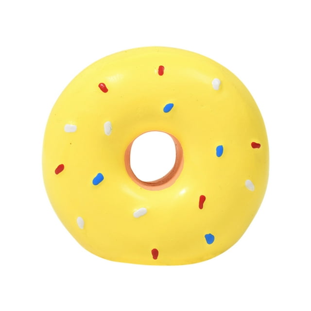 Durable Latex Dog Squeaky Donut Chew Toy for Puppies - Interactive Chewing for Teething Dogs