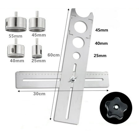 

Dheera Ceramic Tile Perforation Locator Stainless Steel Ruler Lengthened Thickened Multi Function ruler for Home Decoration(E)
