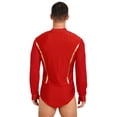 thumbnail image 3 of Alvivi Men's Mesh Long Sleeve V Neck Jumpsuit Leotard Ballroom Samba Latin Dance Costume Red M, 3 of 7