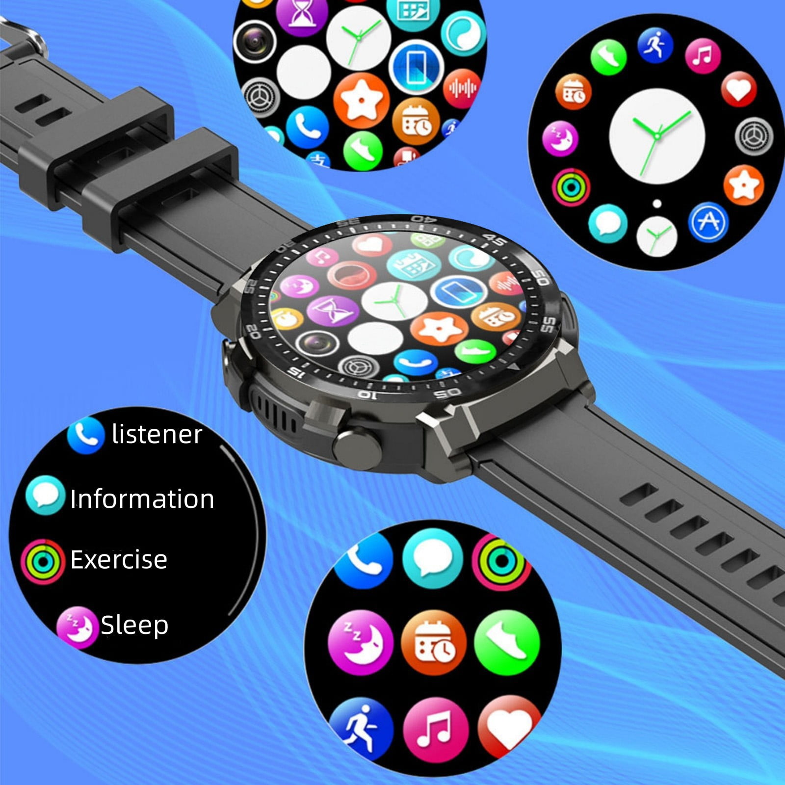 Bluetooth Headphones Smart Watch With Earbuds Round Fitness Watch 1.28 Inch Bluetooth Watch With Step Calories Sleep Monitor For IOS & Android Noise Cancelling Headphones