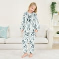 thumbnail image 5 of Fluffy Pajamas Set Fuzzy Winter Warm Pj Sets Pullover Tops and Long Pants Soft Gray Leaves Medium, 5 of 8