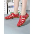 thumbnail image 3 of Women's Casual Boho Gladiator Sandals, Summer Leather Comfort Soft Sole Closed Toe hook and loop fastener Ankle Strap Beach Shoes, 3 of 12