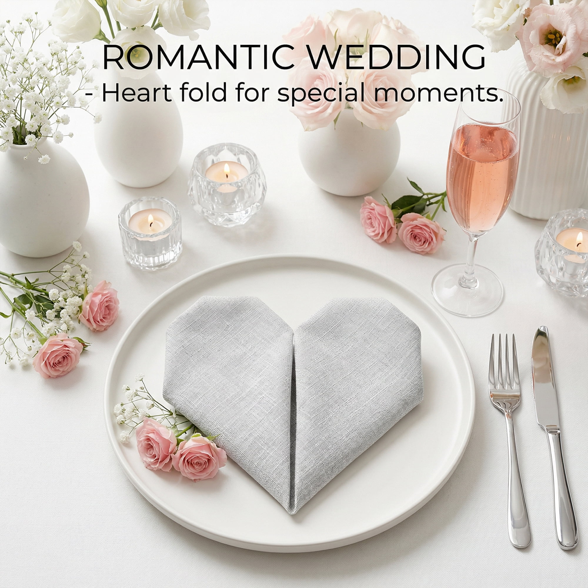 Unique Bargains 6Pcs Dinner Use Cotton Cloth Napkins Light Gray 20x20inch