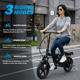 thumbnail image 5 of 14" Foldable Electric Bike for Adults, Commuter E-Bike with 500W Peak Motor, 36V 12Ah Removable Battery, 20 MPH 32 Miles Range,UL 2849 Certified, 5 of 9