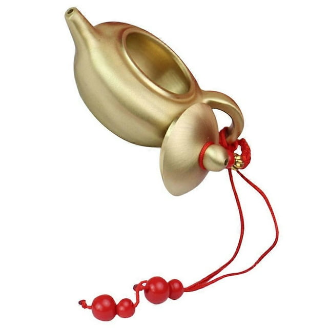 Teapot Decor with Lanyard Made of Brass for Home Furnishings and Collections 3.5 x 2.5 inches