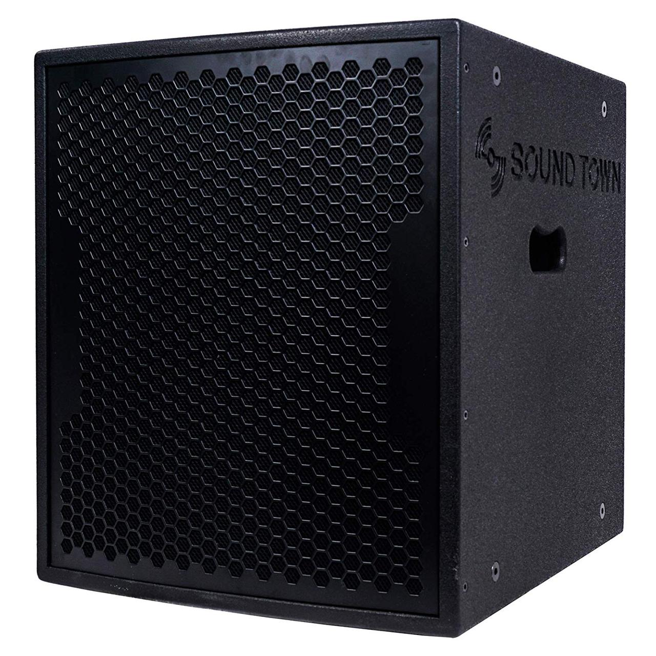 Sound Town 1600 Watts 15” Powered Subwoofer with 2 Speaker Outputs, Plywood Enclosure and 2 Wheels, Black (CARPO-15SPW) - image 3 of 6