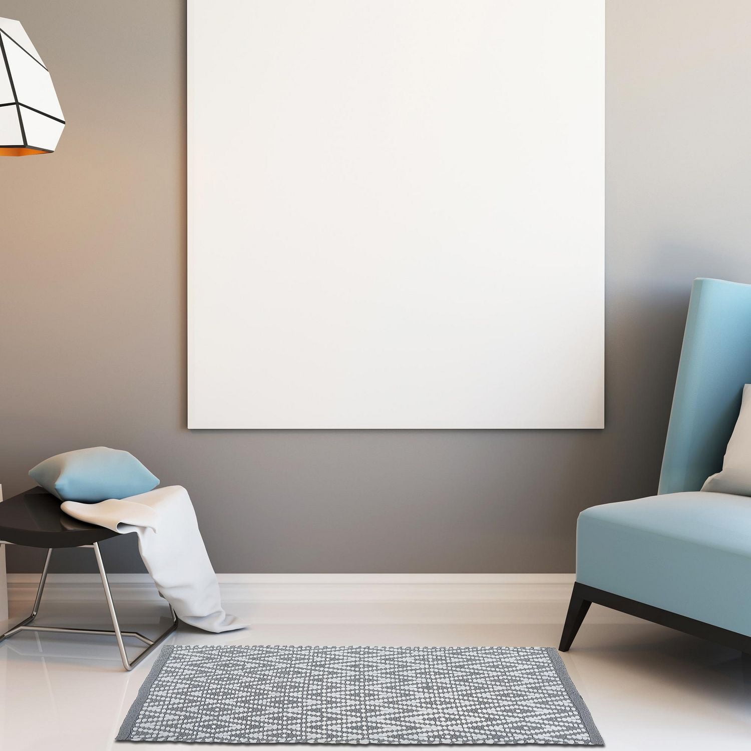 Handwoven Diamond Rug 30" X 48" Grey