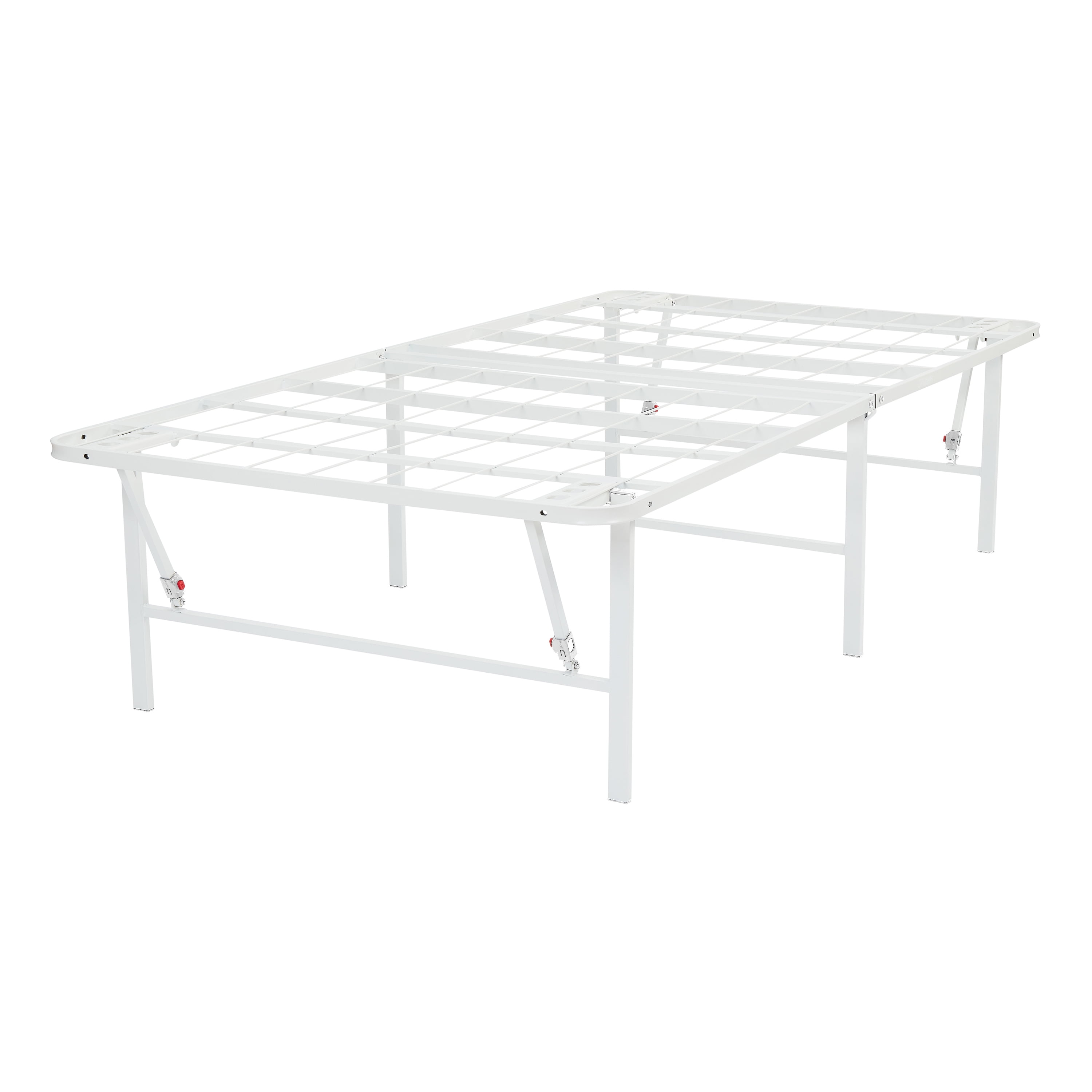 Mainstays 18" High Profile Foldable White Steel Bed Frame, Multiple