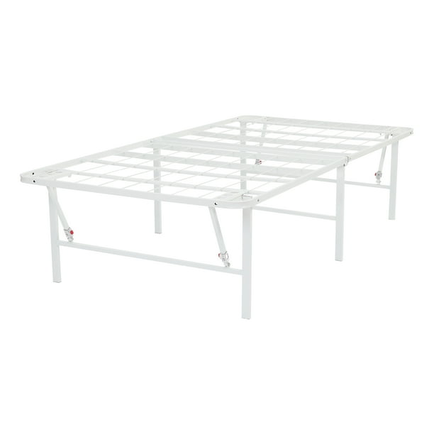 Mainstays 18" High Profile Foldable White Steel Bed Frame, Multiple