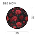 thumbnail image 5 of 36.2 Inch Round Floor Mat Red Roses and Hearts Pattern Carpet Decor Rug for Living Room Bedroom, 5 of 6
