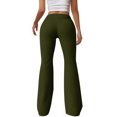 thumbnail image 3 of Olyvenn Women's High Waist Flare Leggings Bell Bottom Sweatpants Casual Bootcut Yoga Pants Elastic Waist Sports Long Pants Army Green 8, 3 of 6