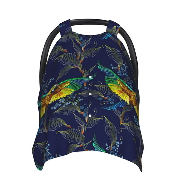 Car Seat Cover Baby - Colorful Flying Parrot Flower Breathable Infant Car Seat Cover for Baby Carseat, Lightweight Comfort Baby Essentials Must Haves Newborn Stuff for Girl Boy