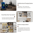 thumbnail image 6 of Kitchen Pantry Storage Cabinet with Charging Station,68" Freestanding Cupboard with Glass Doors,Drawer and Adjustable Shelves,Wood Food Pantry with Large Countertop for Kitchen, Living Room, 6 of 8