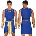 thumbnail image 6 of Doomiva Men's Egyptian Pharaoh Costume Ancient Greek Roman Toga Costumes Halloween Fancy Dress Blue 3XL, 6 of 7