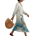 thumbnail image 3 of DISNIMO Women's Casual Maxi Dresses Sea Turtle Printed V Neck Dress Loose 3/4 Sleeve Dresses for Women Fashion Long Shift Dress, 3XL, 3 of 6