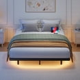 thumbnail image 2 of Einfach Full Size Floating Bed Frame with Smart LED Light and Built-in Charging Station, Metal Platform Bed with Heavy Duty Slat, Noise-Free, Black, 2 of 11